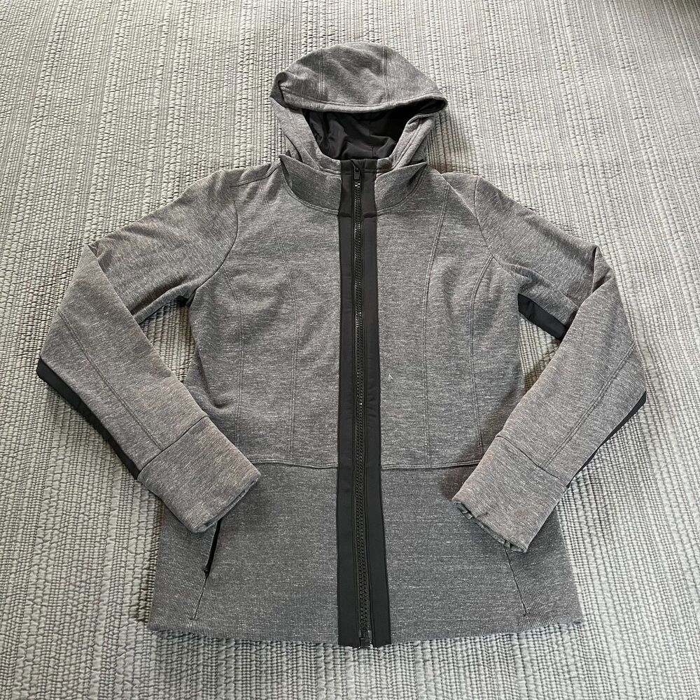 Athleta Victory Full Zip Hoodie Women’s Medium Charcoal Heather Space Dye Jacket
